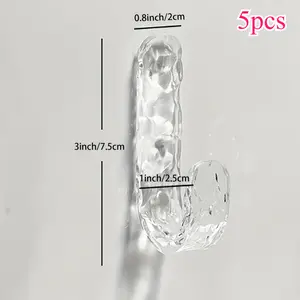 5/8count transparent glacier hooks, light luxury and high-end feel, suitable for multiple scenarios: kitchen, wardrobe, wall, door, bathroom, can hang wels, jackets, hats, scarves, spatulas, etc., allowing you  easily enjoy the fun of srage