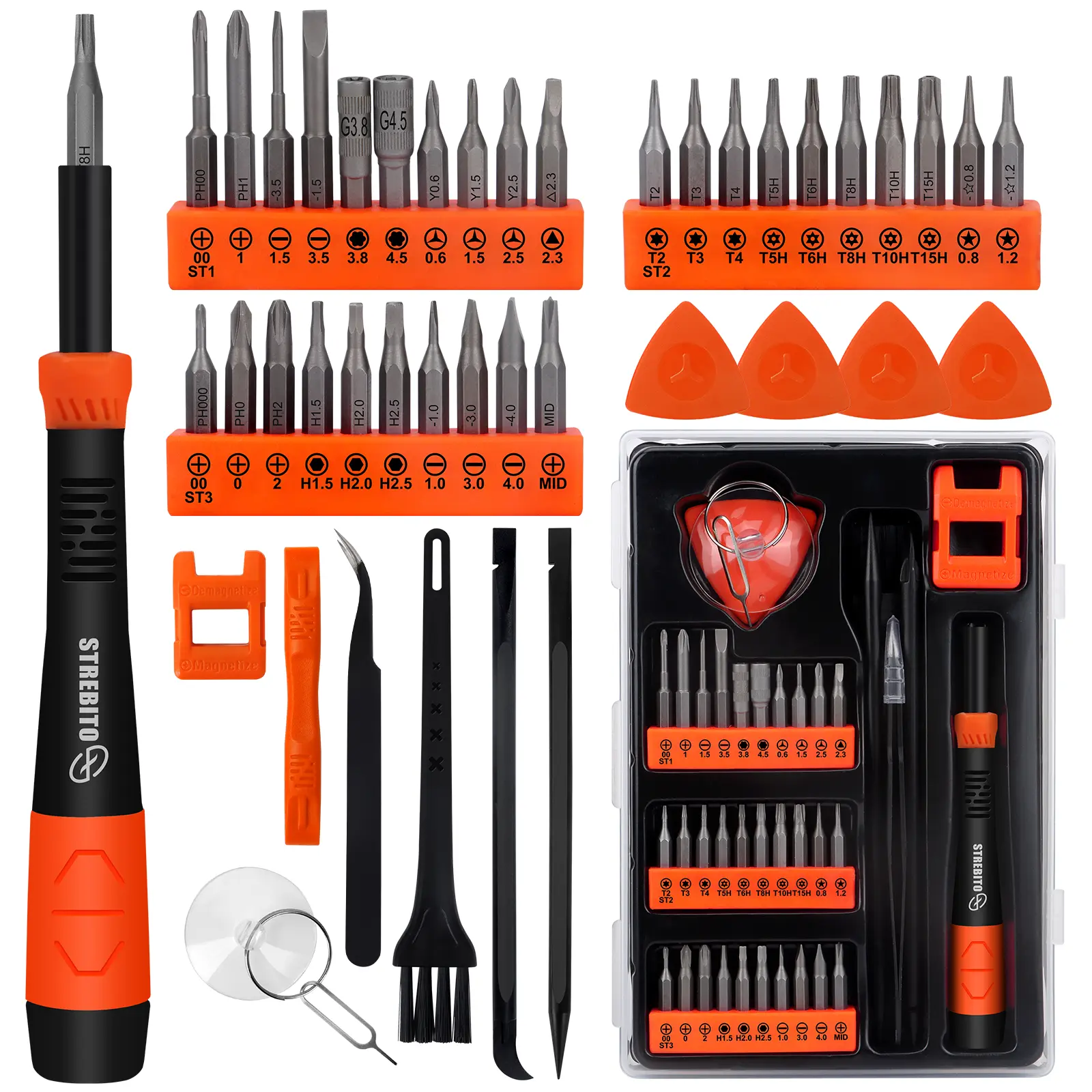 STREBITO Mini Precision Multifunctional Screwdriver Combo Kit - Magnetic Set with Torx Bits, Flat-Tipped Sets, Suction Cup, Pry Tool, DIY Components - Ideal for Watch, Phone Repair, Torx Screwdriver Bits, Magnetic Tips Screwdriver Sets
