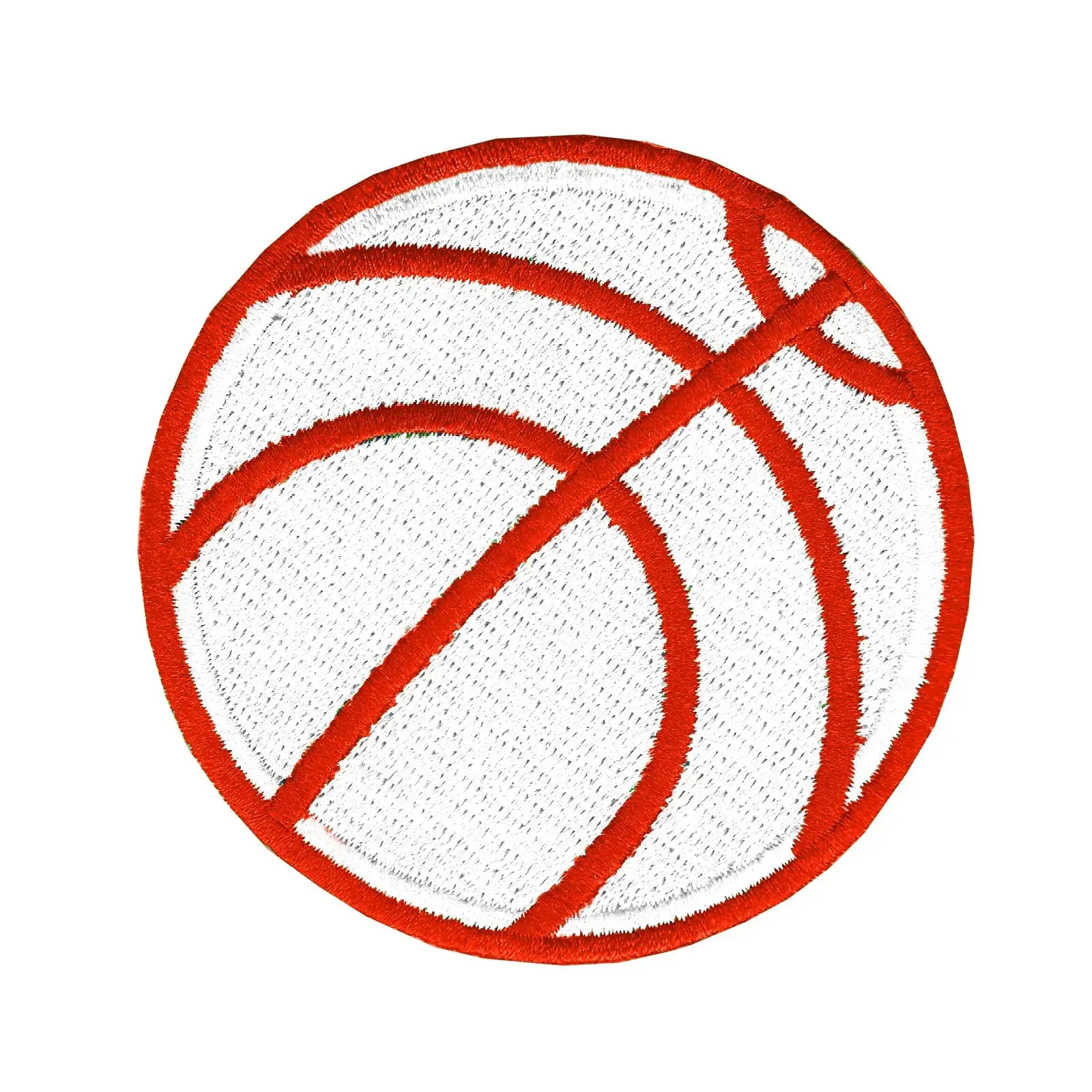 Basketball (White & Red) Iron On Embroidered Patch