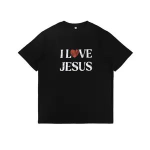 Vintage I Love Jesus Print Short Sleeve T-Shirt Menswear Top Underwear Tshirt Cotton Polyester Graphic Round Neck Casual