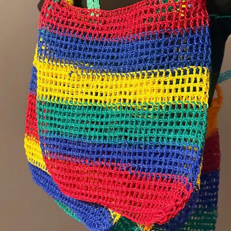 Crochet market bag/ rainbow color