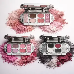 K'apeine Six Color Eyeshadow Palette, Matte & Shimmer Shades, Easy Blendable, Smooth Texture, Cute Eye Makeup, Silver, Shimmer Sparkle Palette