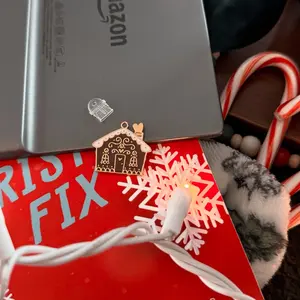 Christmas Gingerbread House Kindle Dust Plug Charm - Perfect for Book Lovers