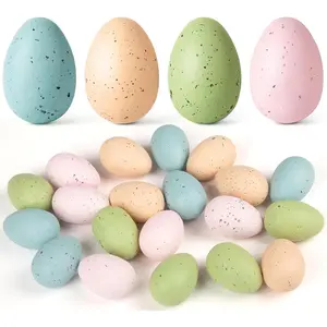 24 pcs easter speckled eggs 24in 4 colors plastic speckled eggs and vase filler faux chicken eggs for easter decorations basket filler vase decorating