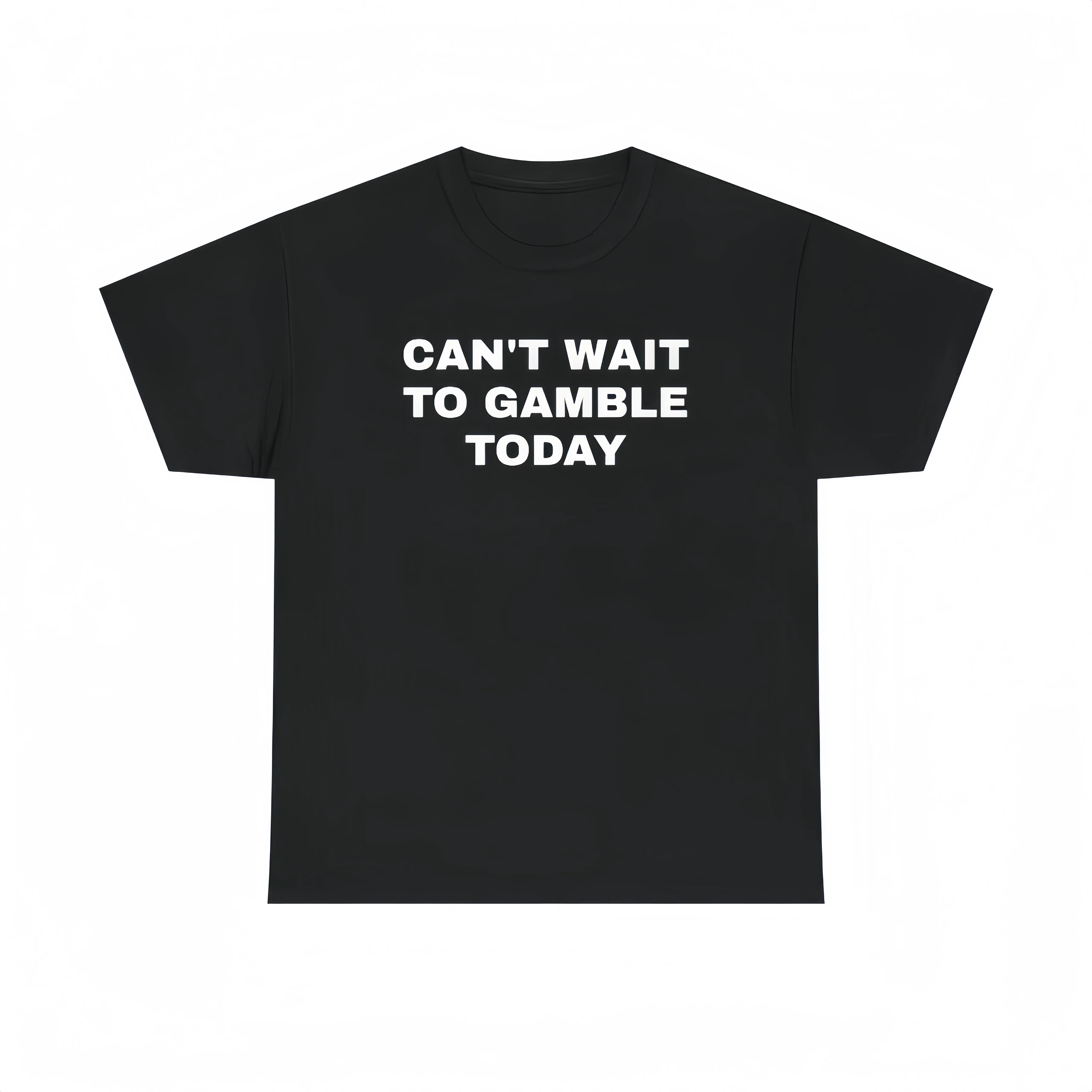 Men's Heavy Cotton T-Shirt with Funny Gambling Graphic, Casual Streetwear Top with Shortsleeve Round Neck Design, Menswear, Classic, Fabric