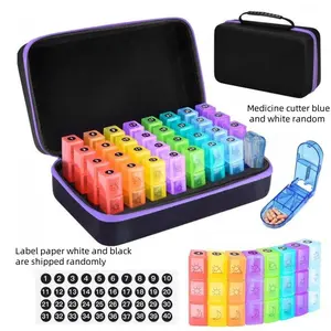 Monthly Pill Storage Box with Storage Bag, 1 Set 30-day Travel Pill Organizer with 32 Compartments, Portable Pill Organizer for Fish Oil, Vitamin, Supplement, Healthcare