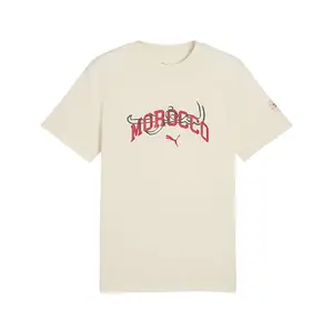 PUMA Mens Morocco Ftblculture Graphic Crew Neck Short Sleeve Casual Tops Casual - White
