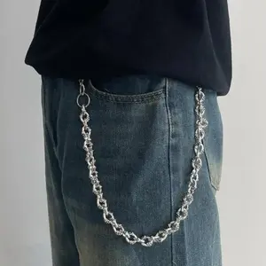 Punk Hip-Hop Skull Fashionable Alloy Keychain for Men - Dark Gothic Style Streetwear Wallet Chain Pendant for Chain, Cool Keychains, Versatile Jeans Trousers Accessory, Ideal Gift for Leisure & Outdoor Use