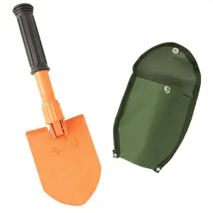 Orange Mini Pick and Shovel Folding Camping Tool with Canvas Cover Compact Survival Tool (10")