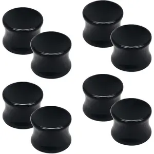 6G-30mm Solid  Black Gauges for Ear lightweight Tunnels Double Flared Saddle Ear Plugs Tunnels Earrings for Women Men