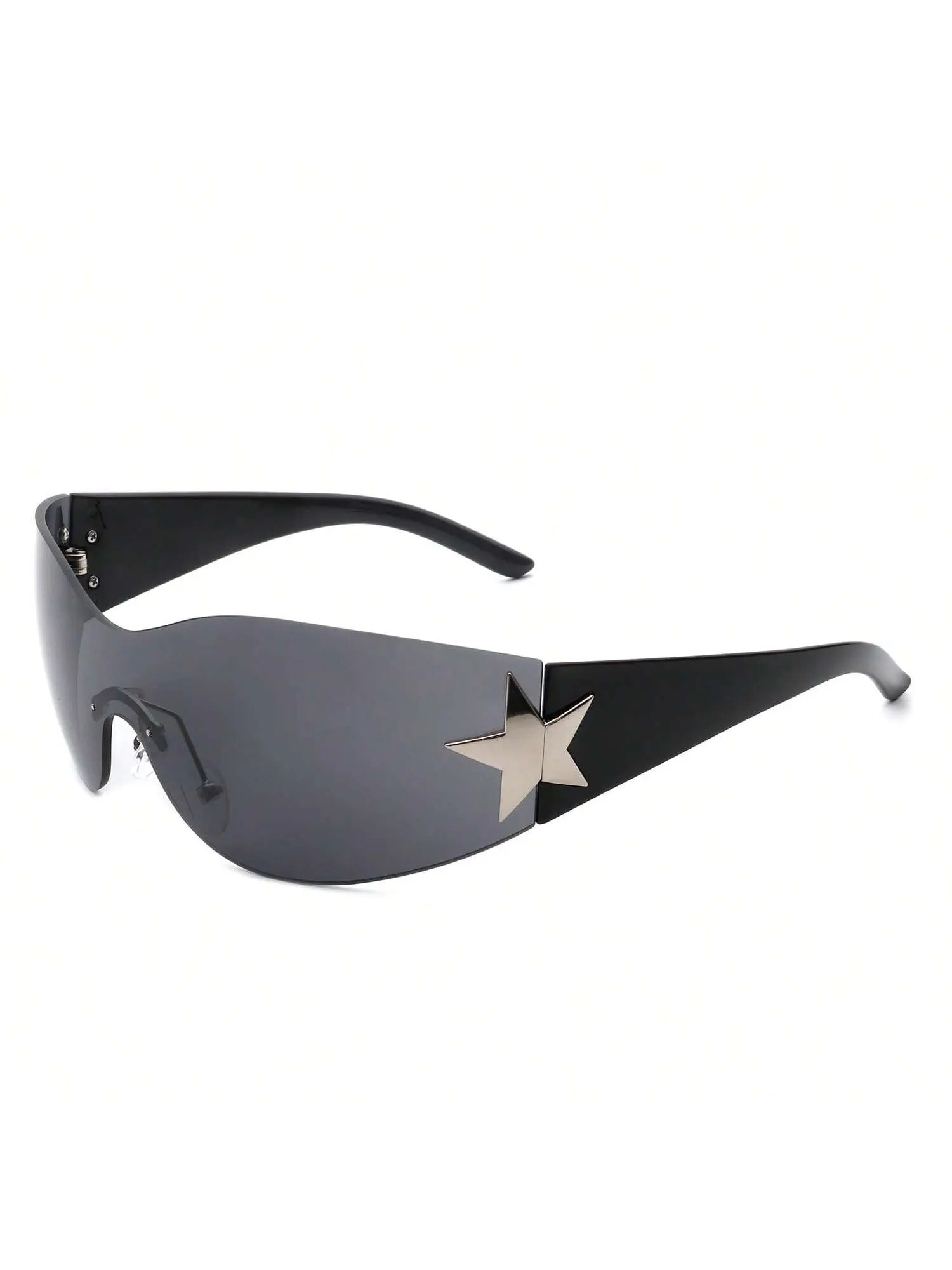 Rimless Y2K Sunglasses for Women Men Wrap Around Fashion Sunglasses Oversized Frameless Trendy Sun Glasses HW2031-C1