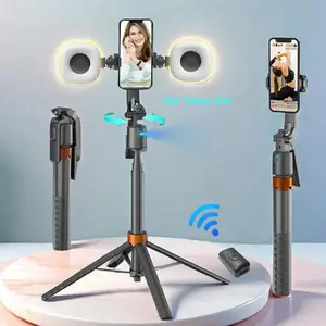360-Degree Rotatable Foldable Selfie Stick Tripod - Rechargeable Smart Face Tracking Accessory with 2 Fill Lights, Bluetooth Remote Mobile Cellphone Holder for Live Streaming, Videography; Sports & Outdoor Gear, Travel Gadgets, Picture Accessories