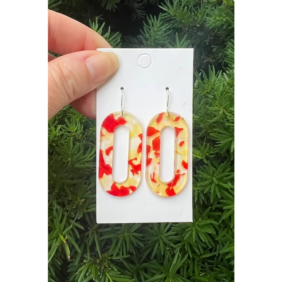 Chiefs Oval Acrylic Earrings