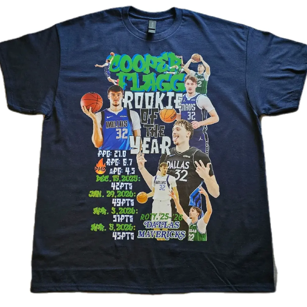 Cooper Flagg Rookie of the Year Tee - Dallas Mavericks 32 Design - Perfect for Fans