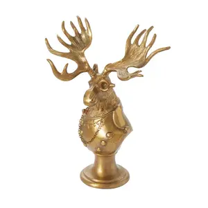 Eric + Eloise Bronzed Aluminum Eugene the Moose Bust Statue, Solid Metal Home Decor, Tabletop & Mantel Accent, Father's Day Gift, Solid Metal Decor