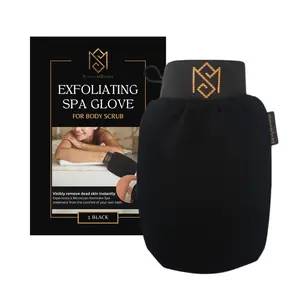 Exfoliating Glove Kessa Mitt Body Scrubber - Dead Skin Remover Shower Glove for Dead Skin Scrubbing and Deep Pore Cleansing - by MoroccanSource (1 Pack Black) Bath Accessories Smooth Soap