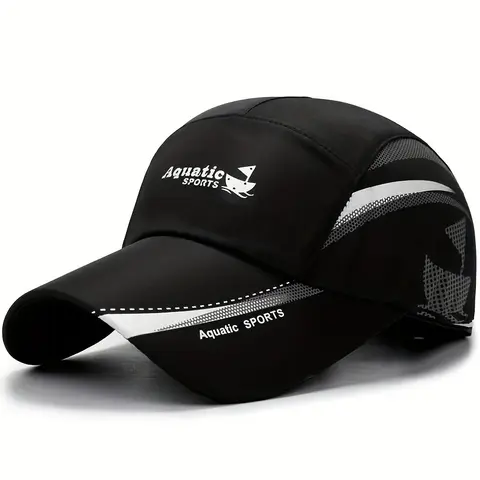 Unisex Lightweight Quick Dry Polyester Mesh Cap - Letter-Printed Athletic Hats, Breathable Sports Cap with Synthetic Fabric, Ventilation for Running, Golf, Fishing, Portable