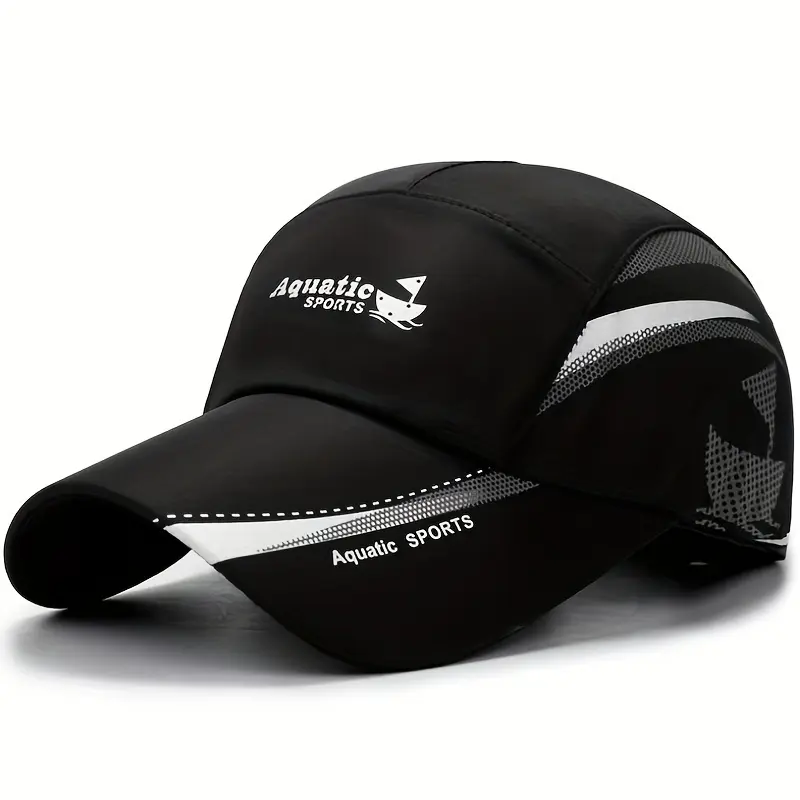 Unisex Lightweight Quick Dry Polyester Mesh Cap - Letter-Printed Athletic Hats, Breathable Sports Cap with Synthetic Fabric, Ventilation for Running, Golf, Fishing, Portable