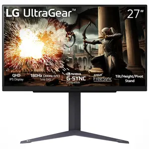 LG 27" UltraGear QHD 1440P 180Hz 1ms G-Sync Compatible IPS Gaming Monitor