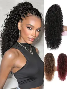 20 Inch Curly Drawstring Ponytail, Heat Resistant Synthetic Afro Kinky Curly Hair Extension, Fluffy Voluminous Clip in Ponytail for Women Party & Photography