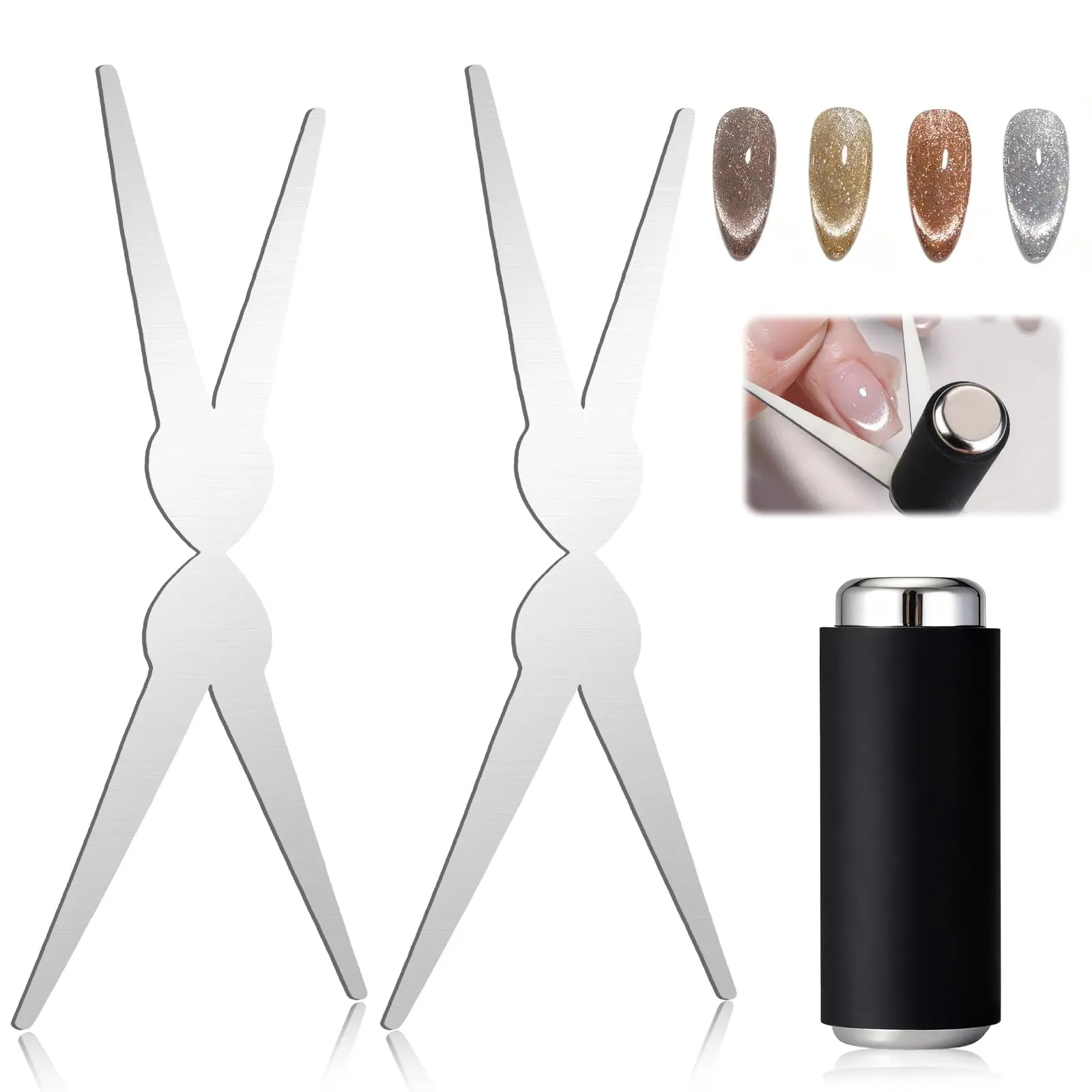 Cat Eye Nail Magnet Set, Thick Cylindrical Gel Nail Polish Magnet, Compact & Portable, Stronger Magnetism, Professional Nail Tool, Nail Art Tools, Nail Art Manicure, Nail Supplies