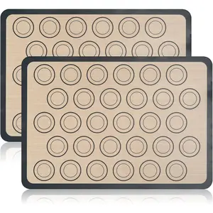 2-Pack Baking Mats with Circles – Silicone Macaron & Cookie Sheet Liners, Non-Stick BPA-Free Reusable Silicone Mats for Half Sheet Pans (16.54" x 11.62"), for Precise Baking & Candy