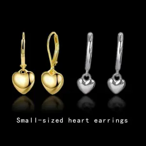 AELNEN S925 Sterling Silver Gold/Silver-Plated Heart Drop Earrings Small-Sized