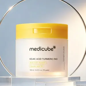 [medicube] Kojic Acid Turmeric Clarifying Gel Toner Pad for Troubled Skin, Post-Spot Care Use - Soothing, Calming with Turmeric, Niacinamide, Glycolic Acid, Smooth Texture - Korean Skincare Toner, 70 Pads