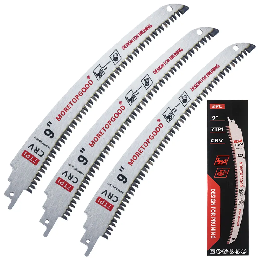 Arc Edge Reciprocating Saw Blade, 7TPI Japanese Teeth with Curved Edge Wood Pruning Saw Blades for Tree Trimming, Wood Cutting (3 Pack) Durable Carbon Steel