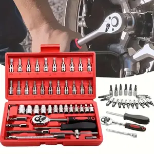 46-Piece Screwdriver Set, 46-Piece Socket Wrench Tool Kit for Auto Repair, Small Ratchet 1/4-Inch Socket Set, Household Hardware & Repair Tools