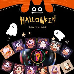 Halloween Acrylic Full Round Diamond Painting Kit, 12 Random Fun Halloween Styles, Thick Canvas Material, Shiny Diamonds, Art Set