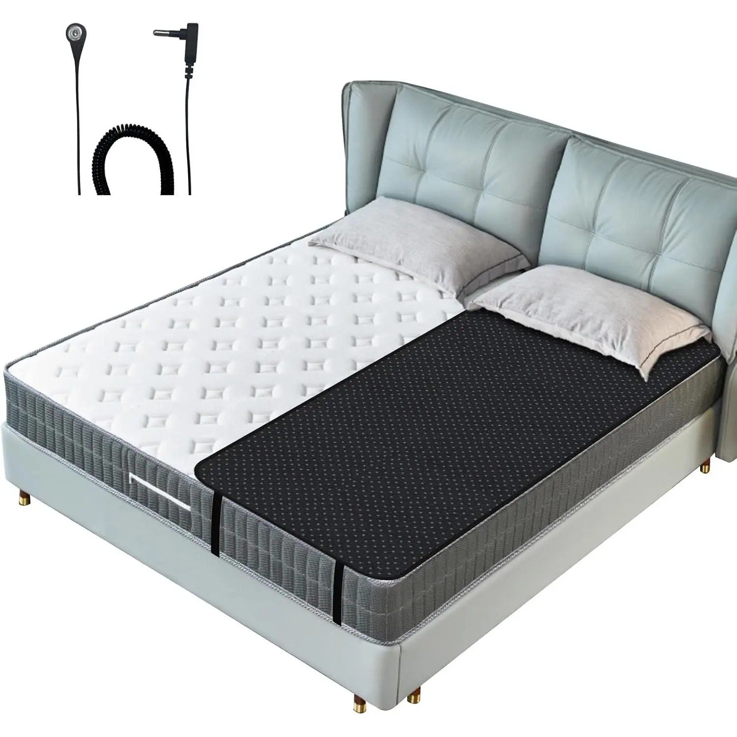 Grounding Mat for Bed, Grounding Mattress Cover for Improving Sleep, Sleep Pad, Earth Mat Carbon Leatherette  (27" x 78")