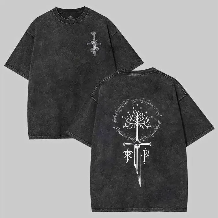 LOTR Middle Earth Shirt JRR Tolkien Hoodie Lord Of The Rings Merch LOTR Sweatshirt Menswear Top Apparel Gifts Vintage Distressed Streetwear Shortsleeve