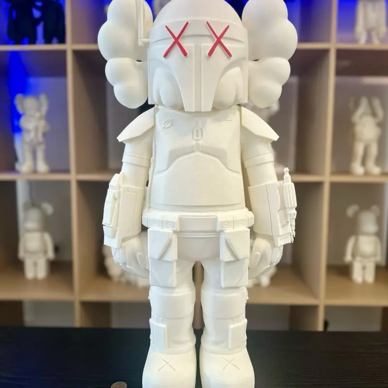 Boba Fett Themed Kaws-Inspired Artistic Statue, 2ft Tall Home Decor Ornaments, Star Wars Fan Collectible White Figurine for Home Display Room Ornaments