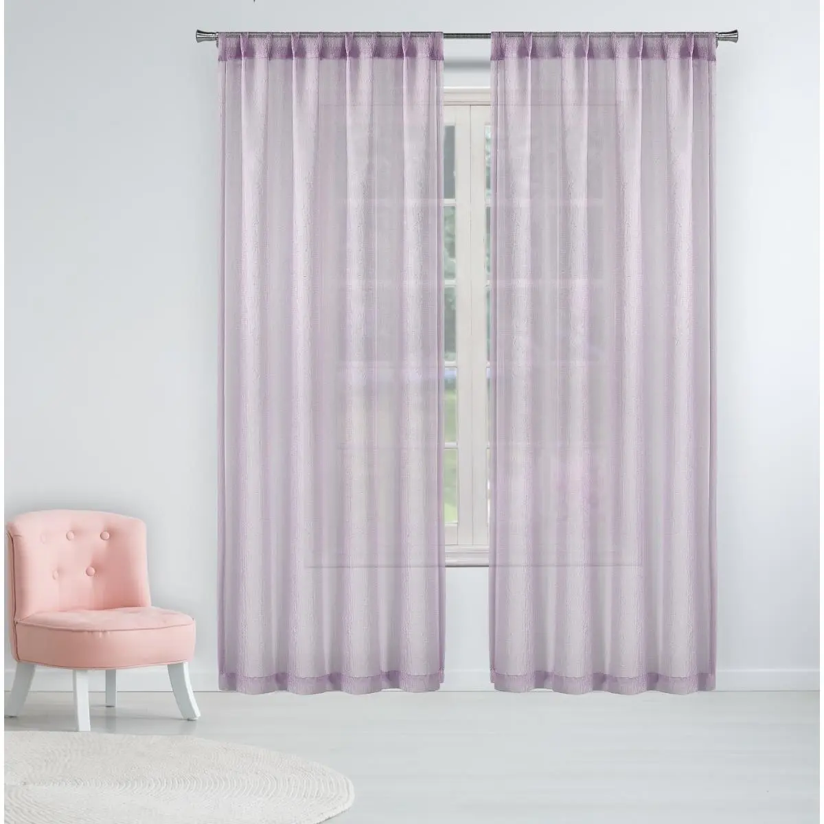 ALLY 15632D-12 84 in. Allyson Fire Retardant Window Panels, Home Textile Pair Pack - Lilac