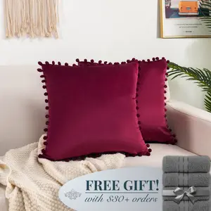 Mocassi 2 Piece Pom-Pom Velvet Cushion Cover - Pillow Covers