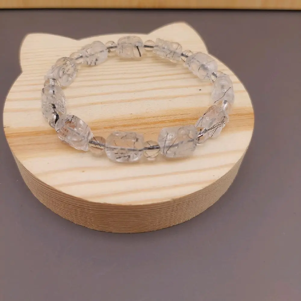 Quartz Mens Pixiu Dragon Bracelet - Clear Quartz Beads .