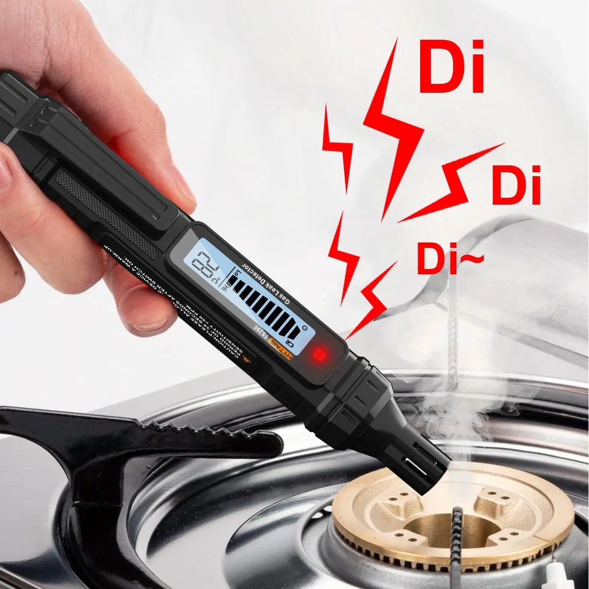 HYTAIS Portable Gas Leak Detector Safety, Battery Required Handheld Natural Gas Sniffer High Sensitivity with LCD Display, Combustible Gas Detector Emergency