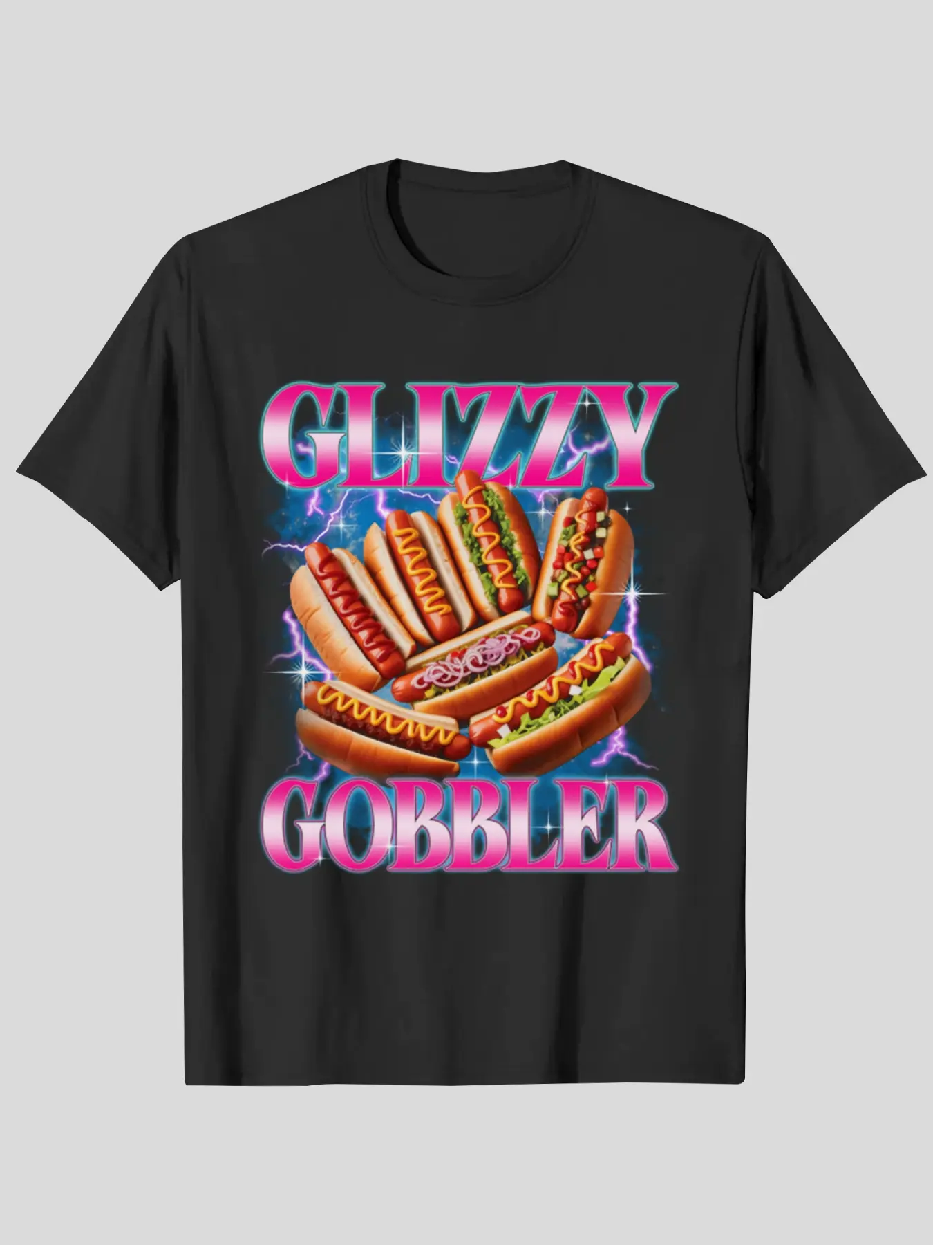 Funny Glizzy Gobbler Meme Hilarious Hot Dog Glizzy Lovers Graphic Fitted Casual Long T-Shirt Golf Gift T-Shirt For Men And Women