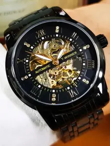 Men's Automatic Mechanical Watch - Frame with Luminous Hands, Stainless Steel Strap - Formal, Casual, Skeleton Watches, Mechanical Wristwatches, Suitable for Business, Daily, and Special Events - Birthday, Christmas Gifts for Men