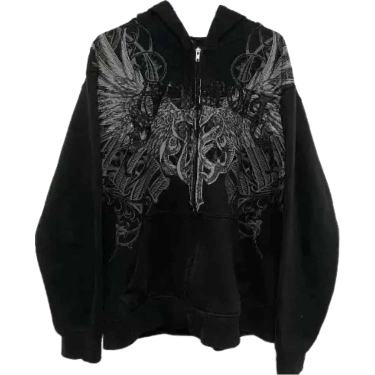 Grunge Zip Up Streetwear Jacket Oversized Emo Goth 2000s Graphic Hoodie