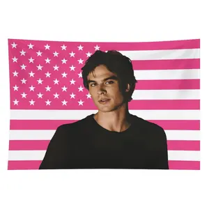 1pc 60x40in Polyester Humorous Americana Damon Flag Tapestry, American Retro Wall Decor, Indoor Home Accent for Living Room, Bedroom