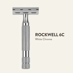 Rockwell 6C Adjustable Safety Razor With A Chrome Finish. 6 Adjustable Shave Settings. Zero Plastic. Smooth Shaves. Durable For Life.