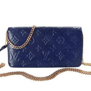 Pre-owned Louis Vuitton Leather Crossbody Bags Indigo Empreinte Zip Wallet with Chain