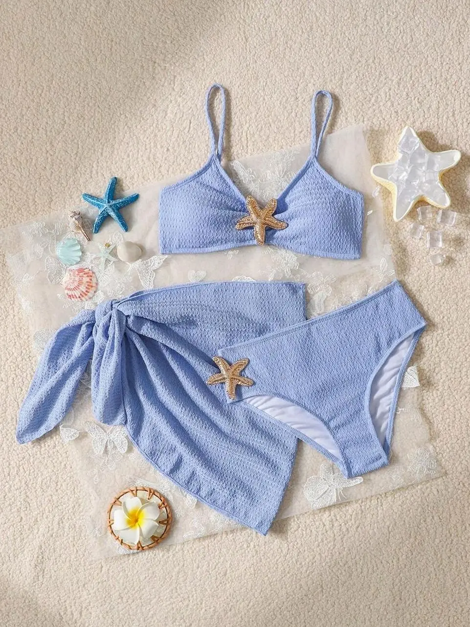Tween Girls Minimalist Textured Bikini Set, Tummy Control Two-Piece Swimsuit for Vacation Beach Wear