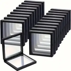 15 Count Transparent Floating Display Boxes, Dustproof Jewelry Packaging, Hanging Storage Box for Necklaces, Bracelets, Rings, Coins, Earrings, Pins, Dustproof Organizer Boxes, Hangable Storage, Durable Storage Organizer