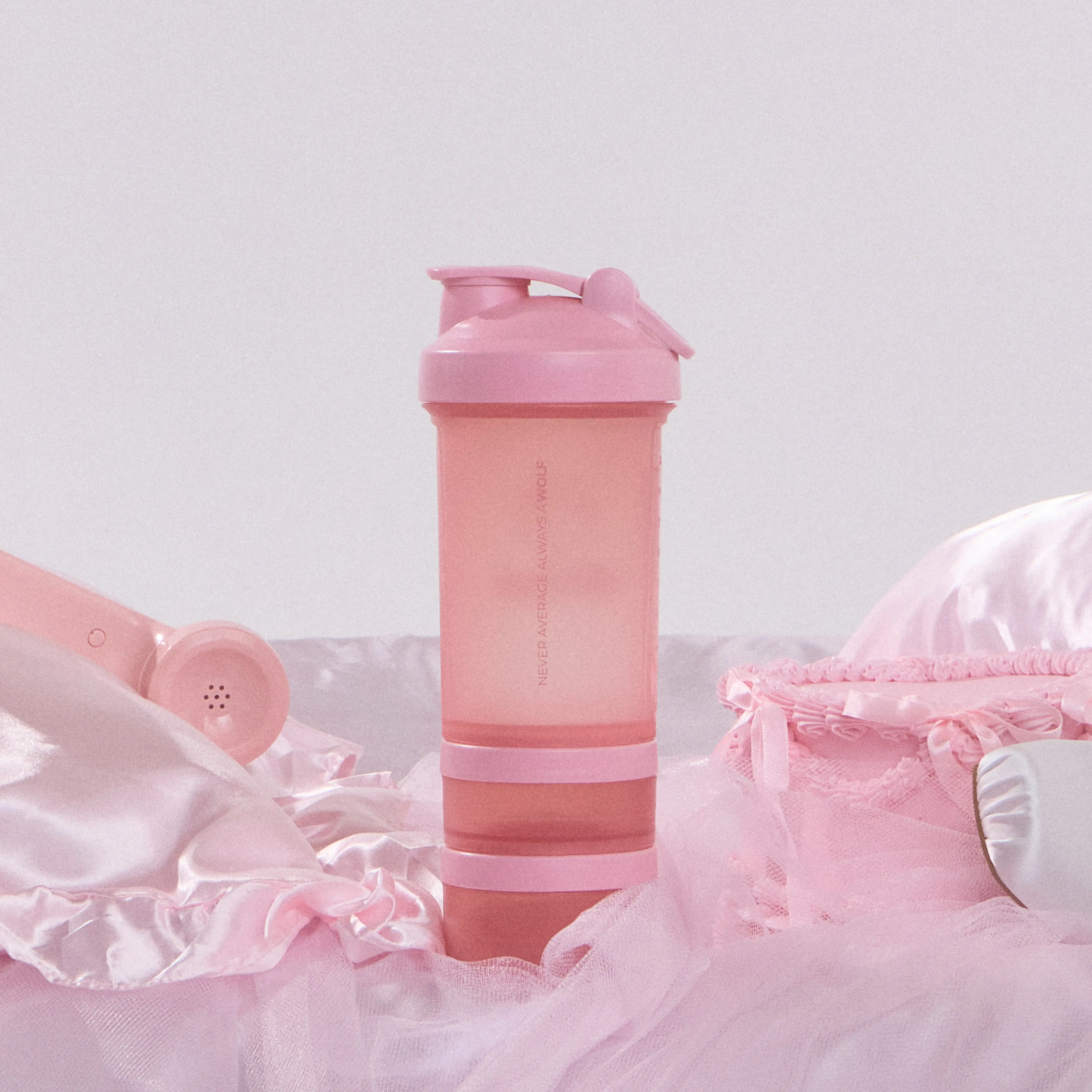 Dream Pink Shaker Water Bottle, Kitchenware Drinkware Cup with Storage Compartments, Secure Lid and Built-In Organiser