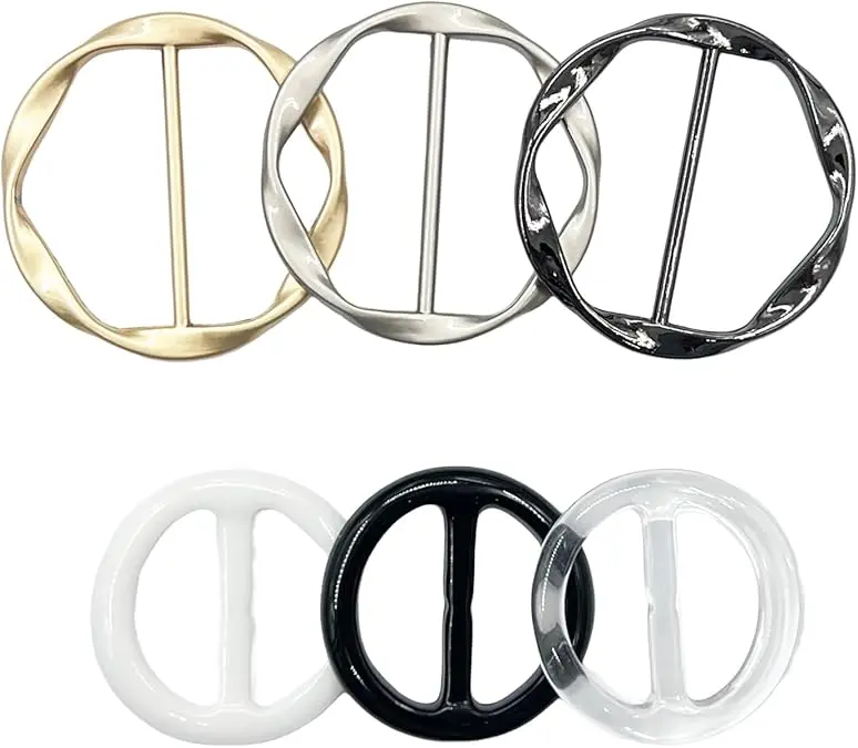 6 PCS Scarf Ring and Slides for Scarves T-Shirt Tie Clips for Women - Women's Clothes Scarf Buckle