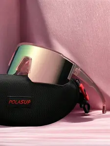 Unisex Polarized Sunglasses, Geometric Gradient Lens, Tr90 Frame, Sporty Style, Breathable & Durable, All-Season Use, Modern Sunglasses, Lightweight Durable Sunglasses