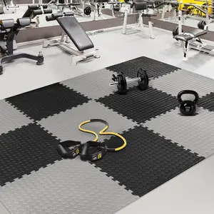 12 pieces of grey EVA splicing fitness mat - soft and non slip, suitable for home gym training and shaping